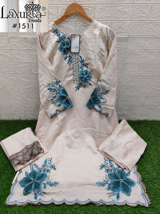1511 Cream Laxuria Trendz Vichitra Pakistani Readymade Suits
