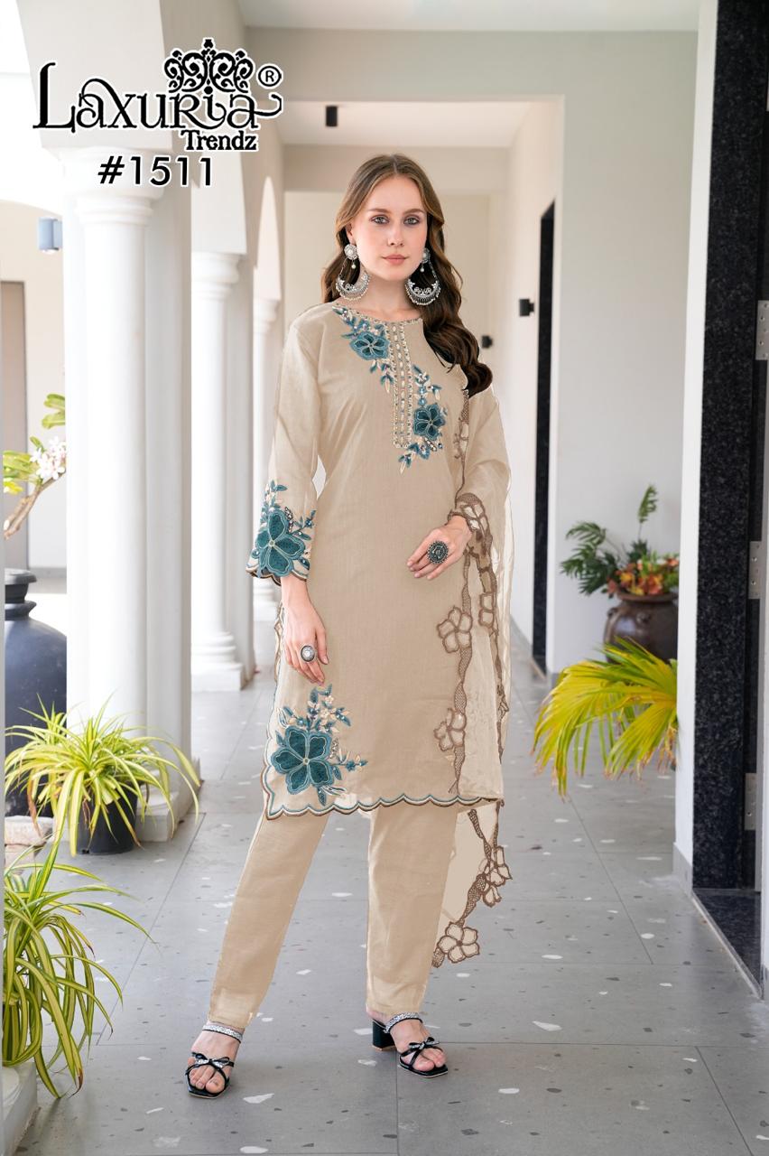 1511 Cream Laxuria Trendz Vichitra Pakistani Readymade Suits