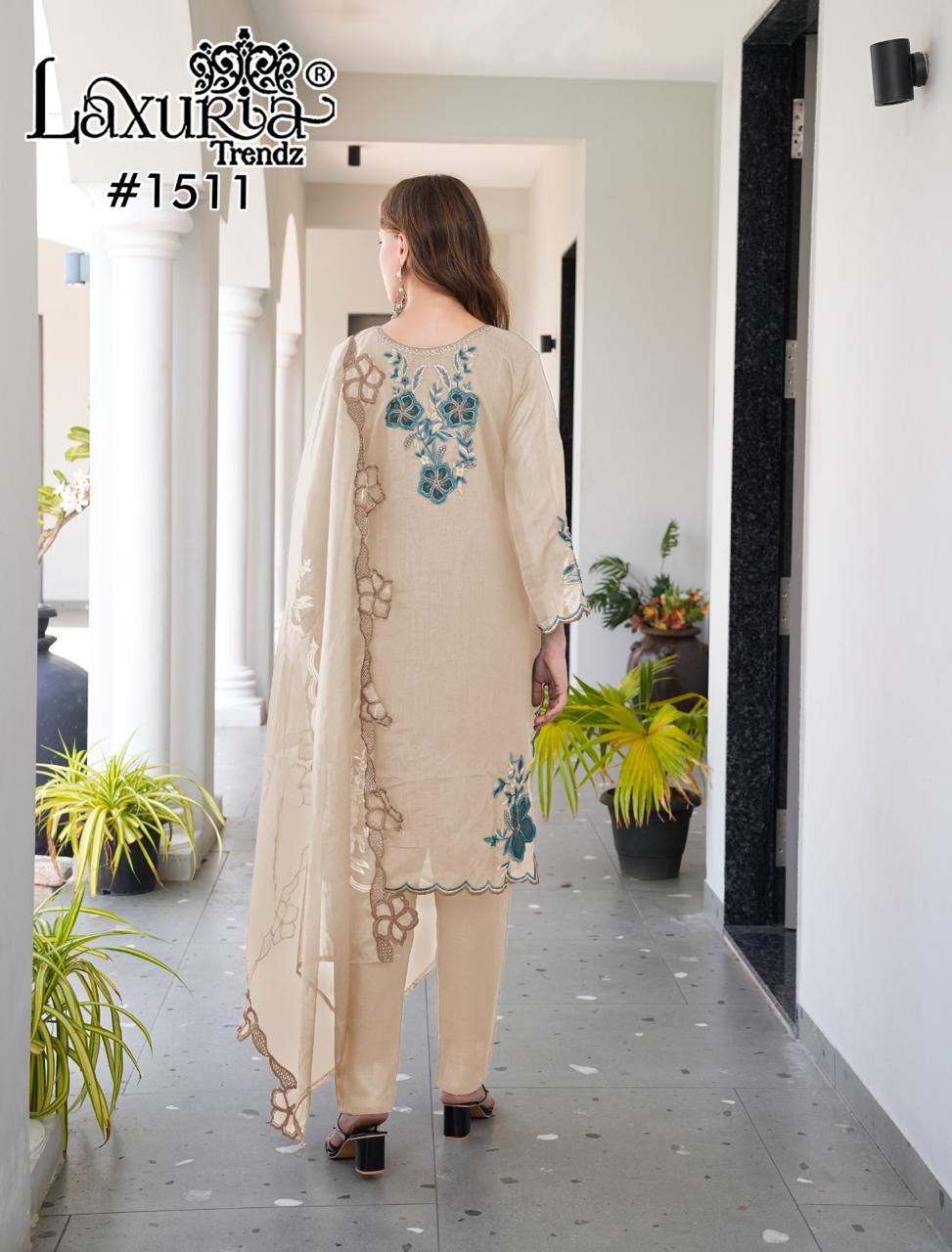 1511 Cream Laxuria Trendz Vichitra Pakistani Readymade Suits