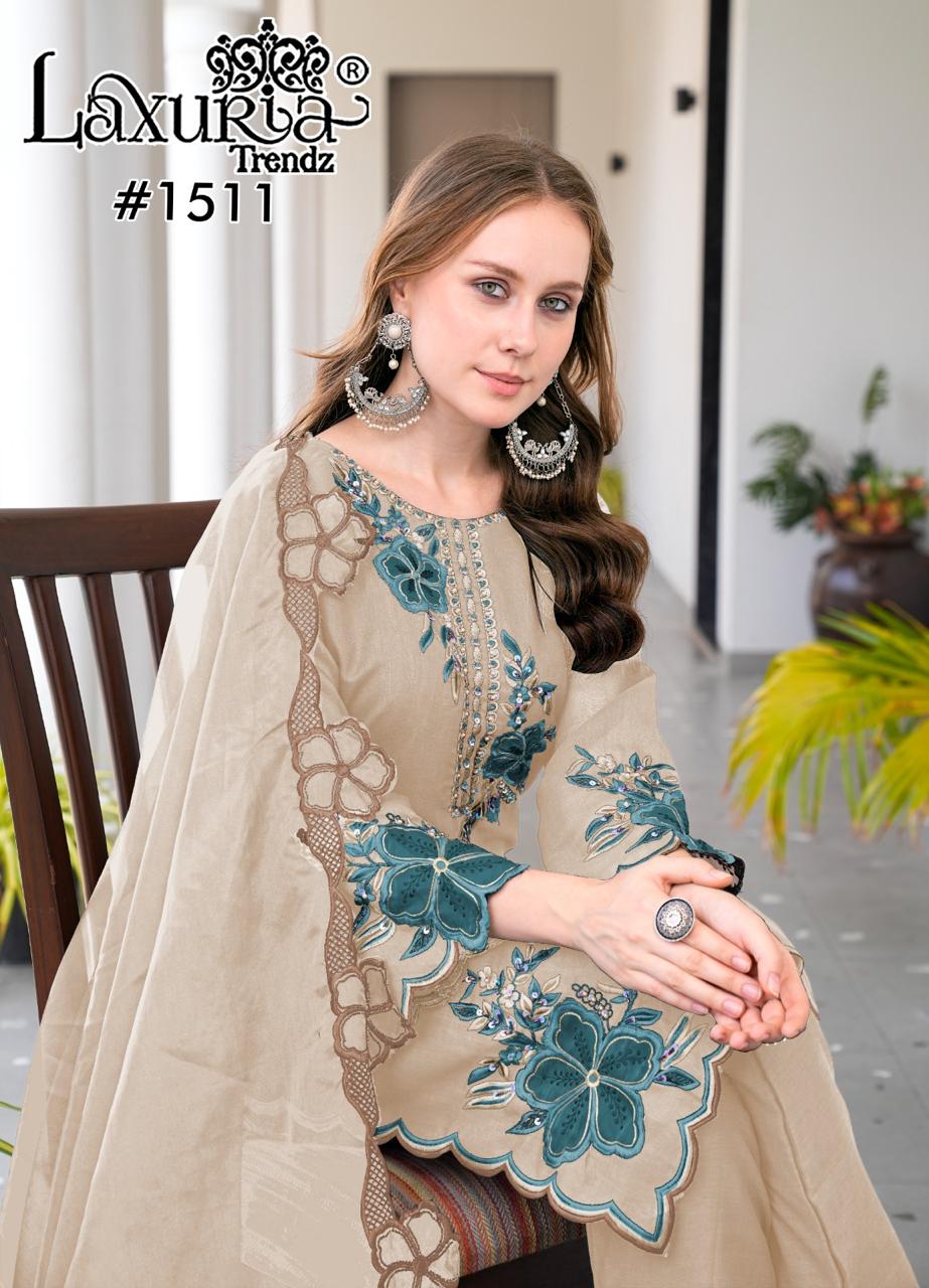 1511 Cream Laxuria Trendz Vichitra Pakistani Readymade Suits