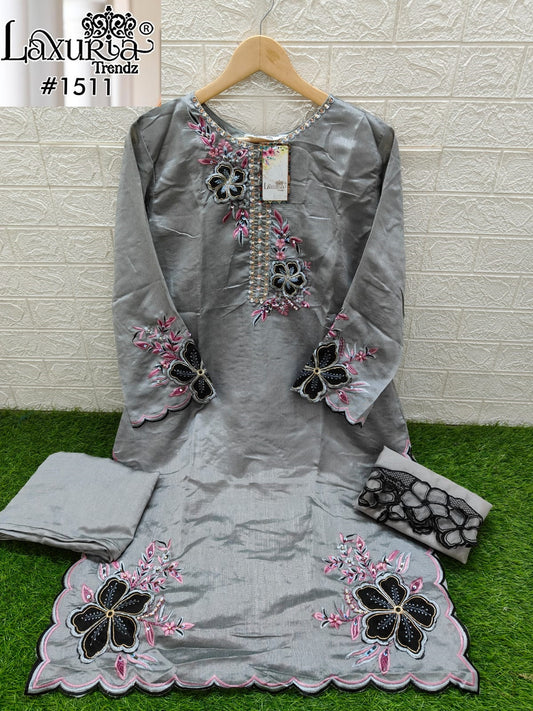 1511 Gray Laxuria Trendz Vichitra Pakistani Readymade Suits