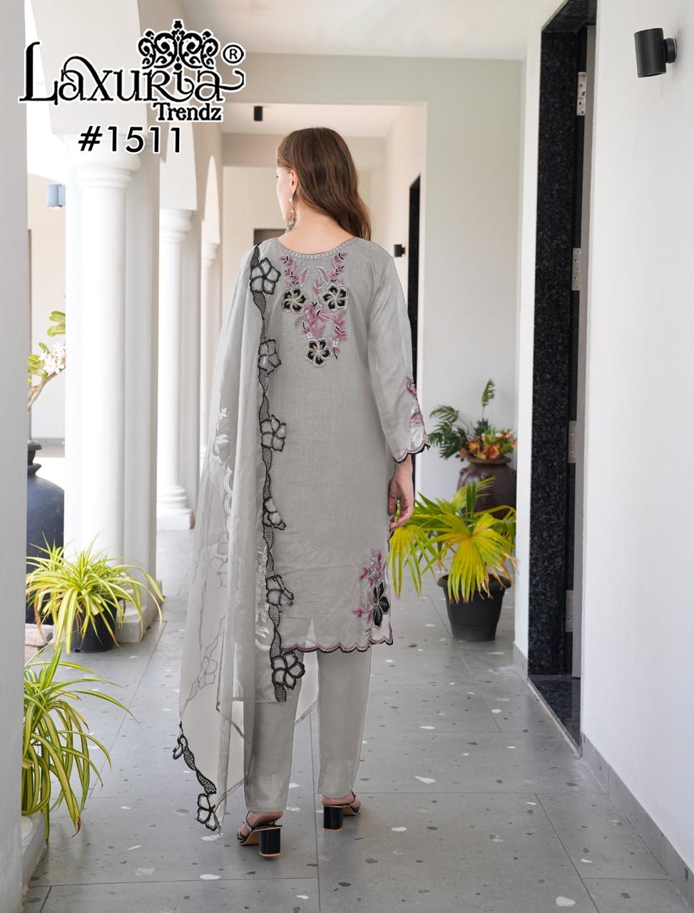 1511 Gray Laxuria Trendz Vichitra Pakistani Readymade Suits