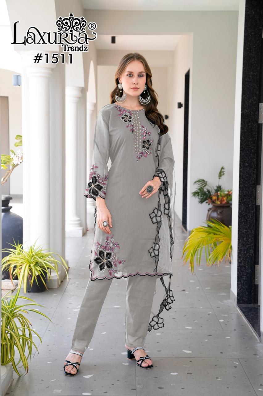 1511 Gray Laxuria Trendz Vichitra Pakistani Readymade Suits