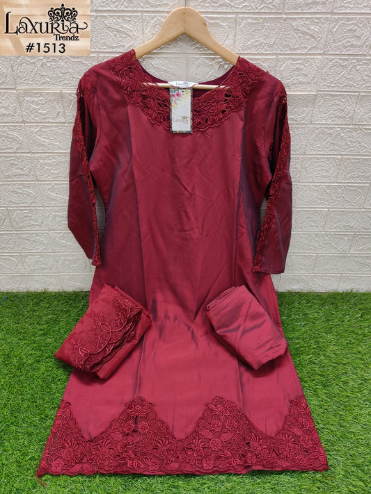 1513 Maroon Laxuria Trendz Rangila Silk Pakistani Readymade Suits