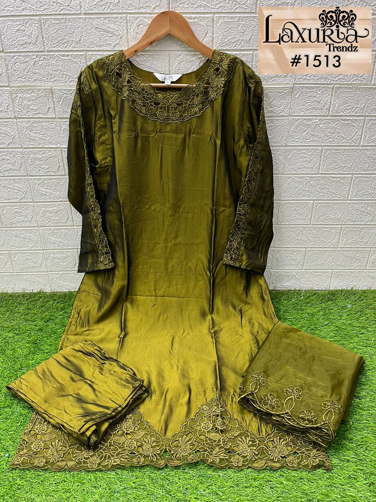 1513 Mehndi Laxuria Trendz Rangila Silk Pakistani Readymade Suits