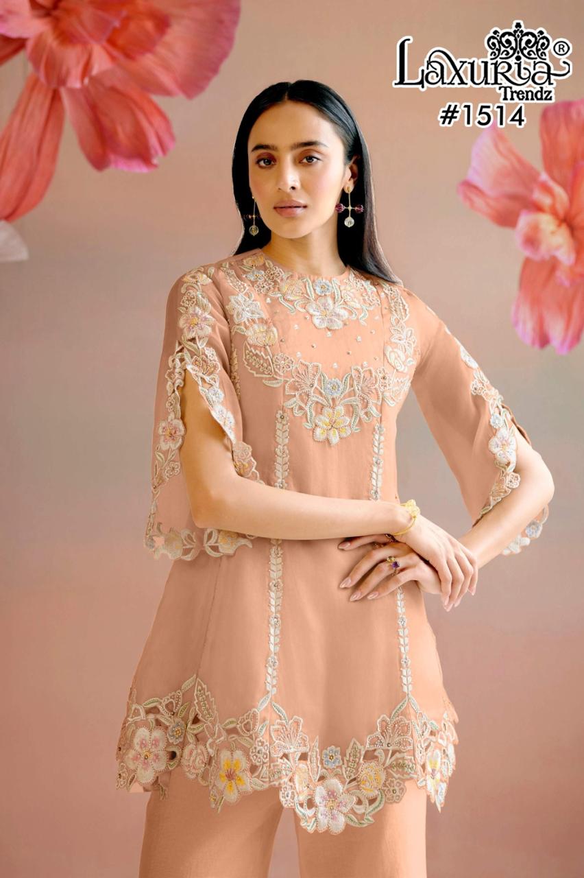 1514 Peach Laxuria Trendz Vichitra Pakistani Readymade Suits