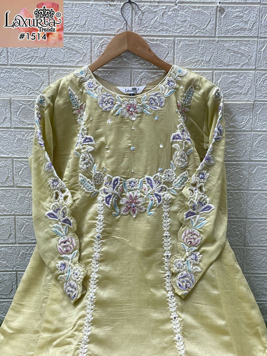 1514 Off White Laxuria Trendz Vichitra Simmer Pakistani Readymade Suits