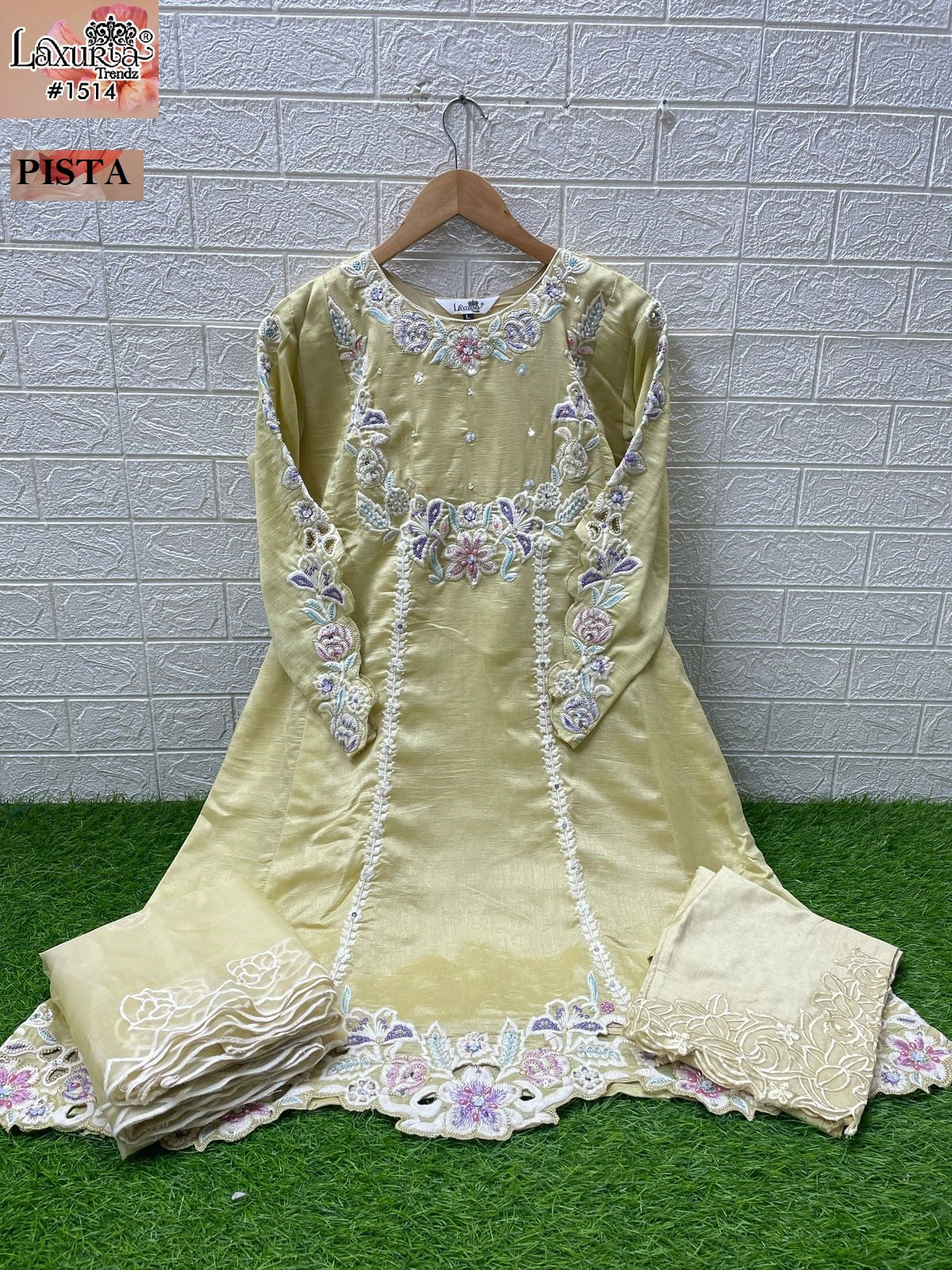 1514 Off White Laxuria Trendz Vichitra Simmer Pakistani Readymade Suits