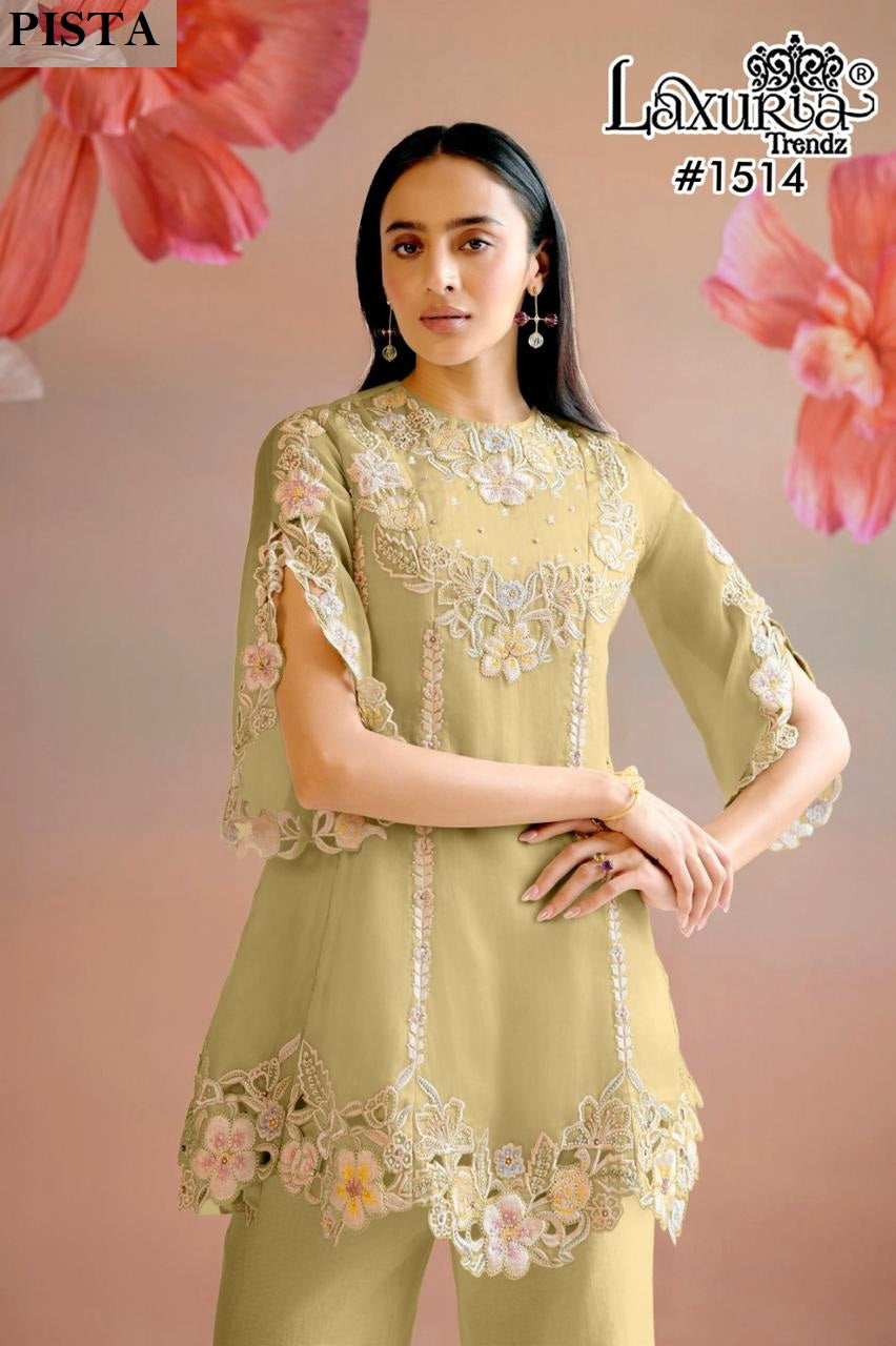1514 Off White Laxuria Trendz Vichitra Simmer Pakistani Readymade Suits