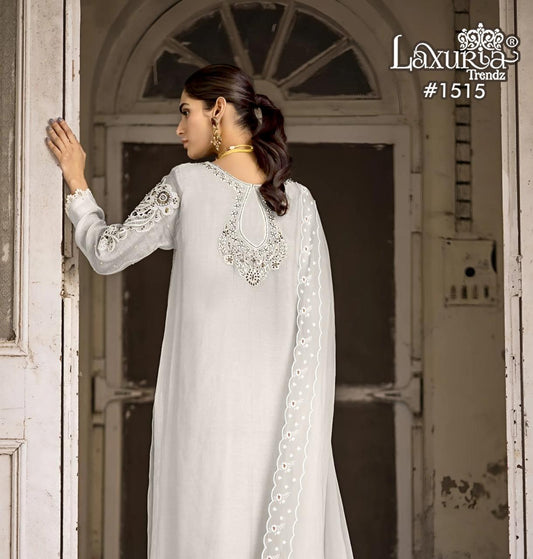 1515 White Laxuria Trendz Vichitra Pakistani Readymade Suits