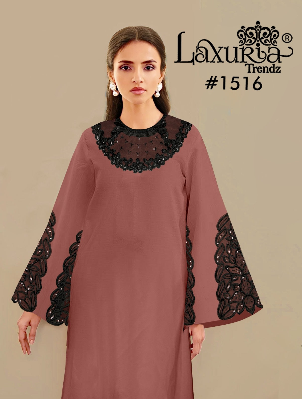 1516 Coffee Laxuria Trendz Georgette Pakistani Readymade Suits