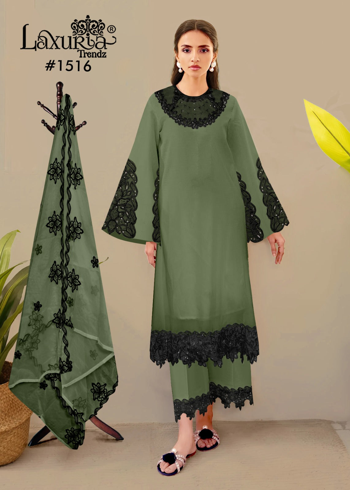 1516 Mehndi Laxuria Trendz Georgette Pakistani Readymade Suits