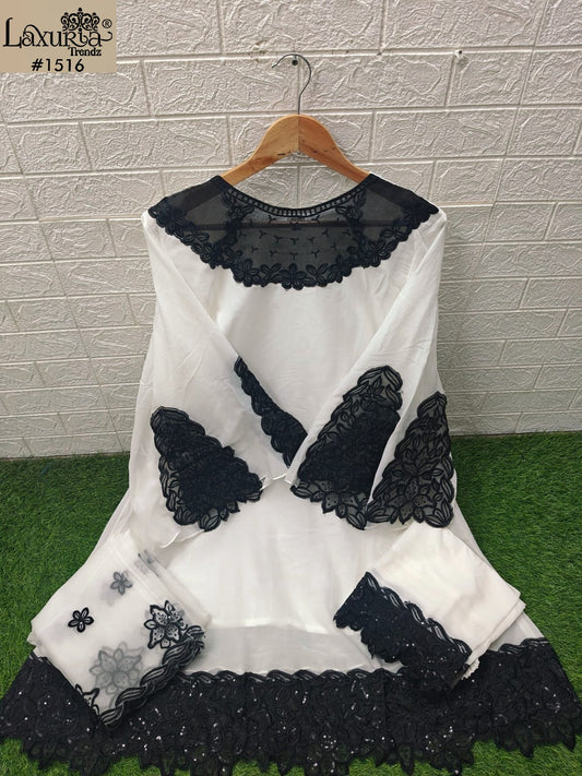 1516 White Laxuria Trendz Georgette Pakistani Readymade Suits