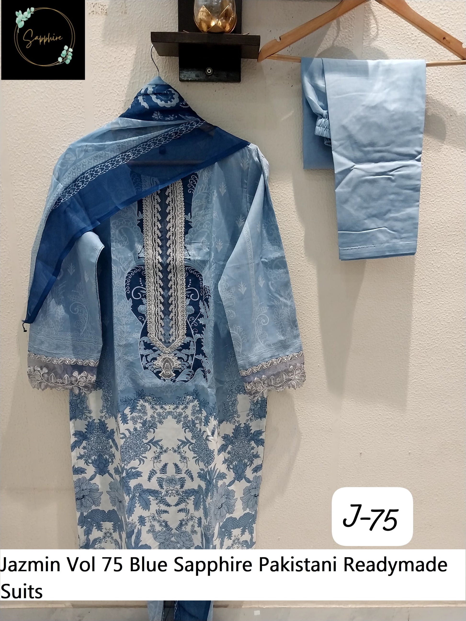 Jazmin Vol 75 Blue Sapphire Pakistani Readymade Suits