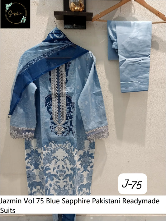 Jazmin Vol 75 Blue Sapphire Pakistani Readymade Suits