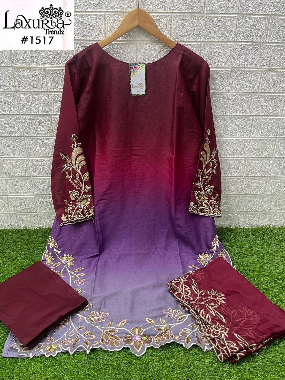 1517 Maroon Laxuria Trendz Georgette Pakistani Readymade Suits