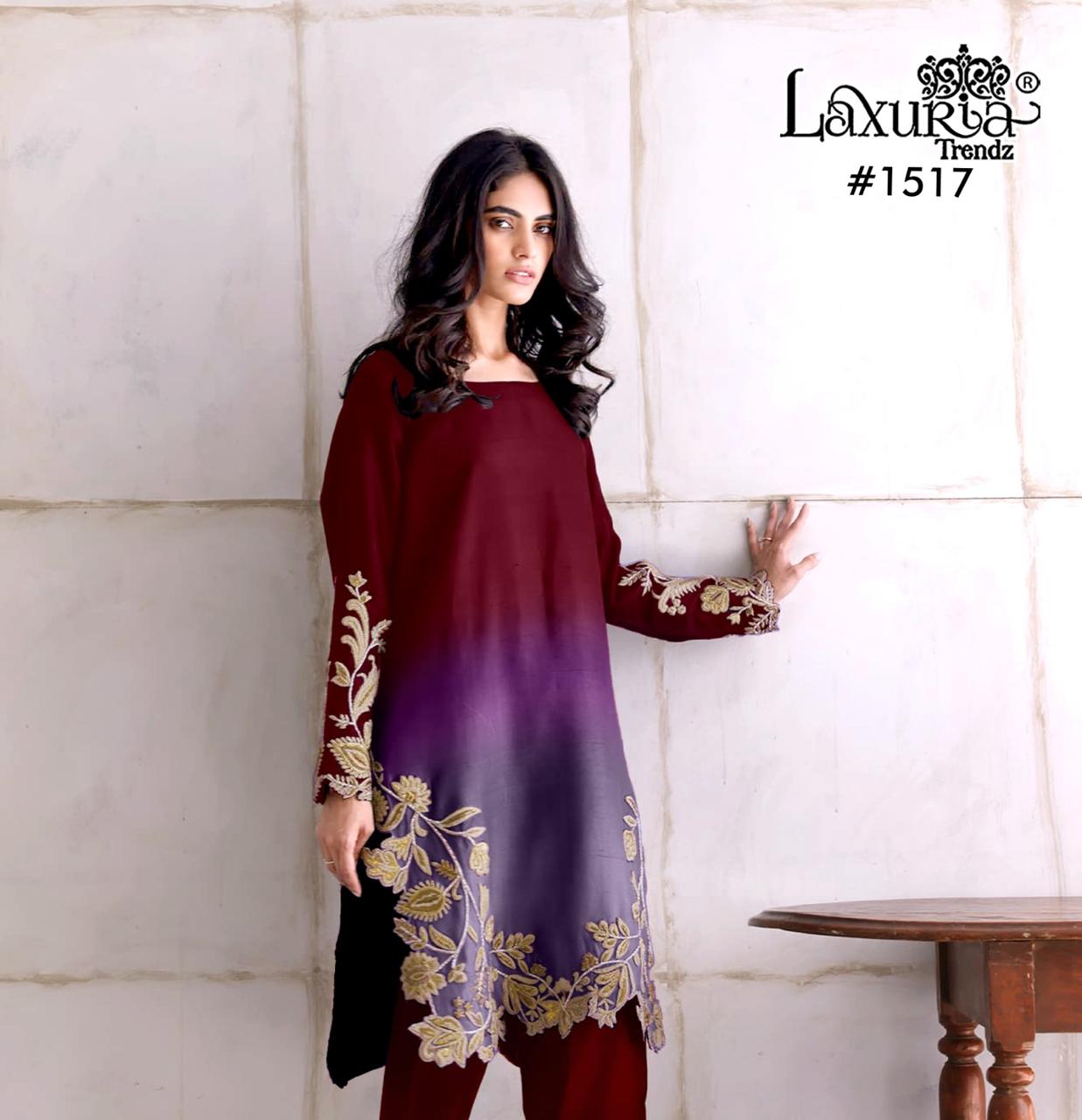 1517 Maroon Laxuria Trendz Georgette Pakistani Readymade Suits