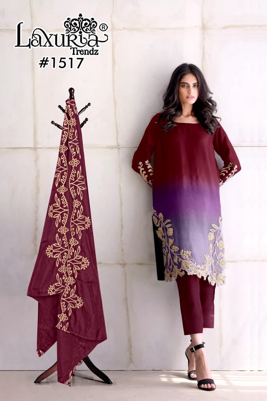 1517 Maroon Laxuria Trendz Georgette Pakistani Readymade Suits