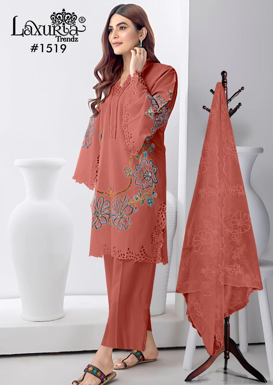 1519 Orange Laxuria Trendz Simmer Pakistani Readymade Suits