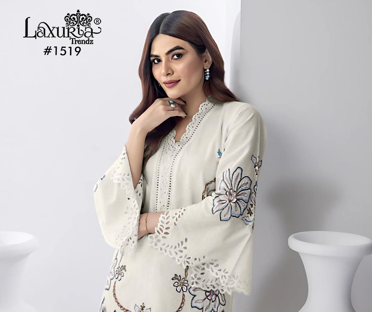 1519 White Laxuria Trendz Simmer Pakistani Readymade Suits