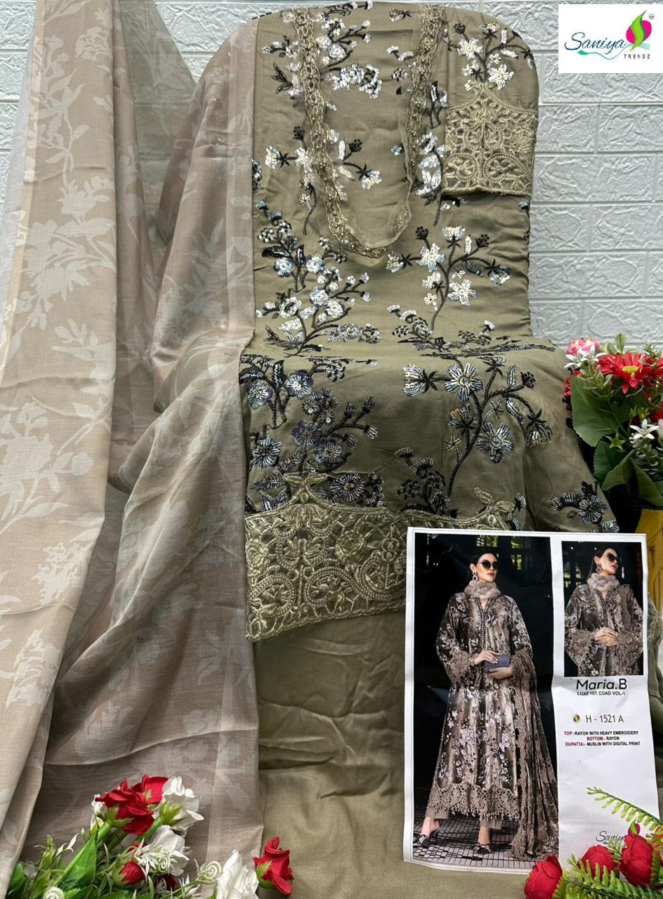 1521-A Maria B Luxe Hit Coad Vol 1 Saniya Trendz Rayon Cotton Pakistani Salwar Suits
