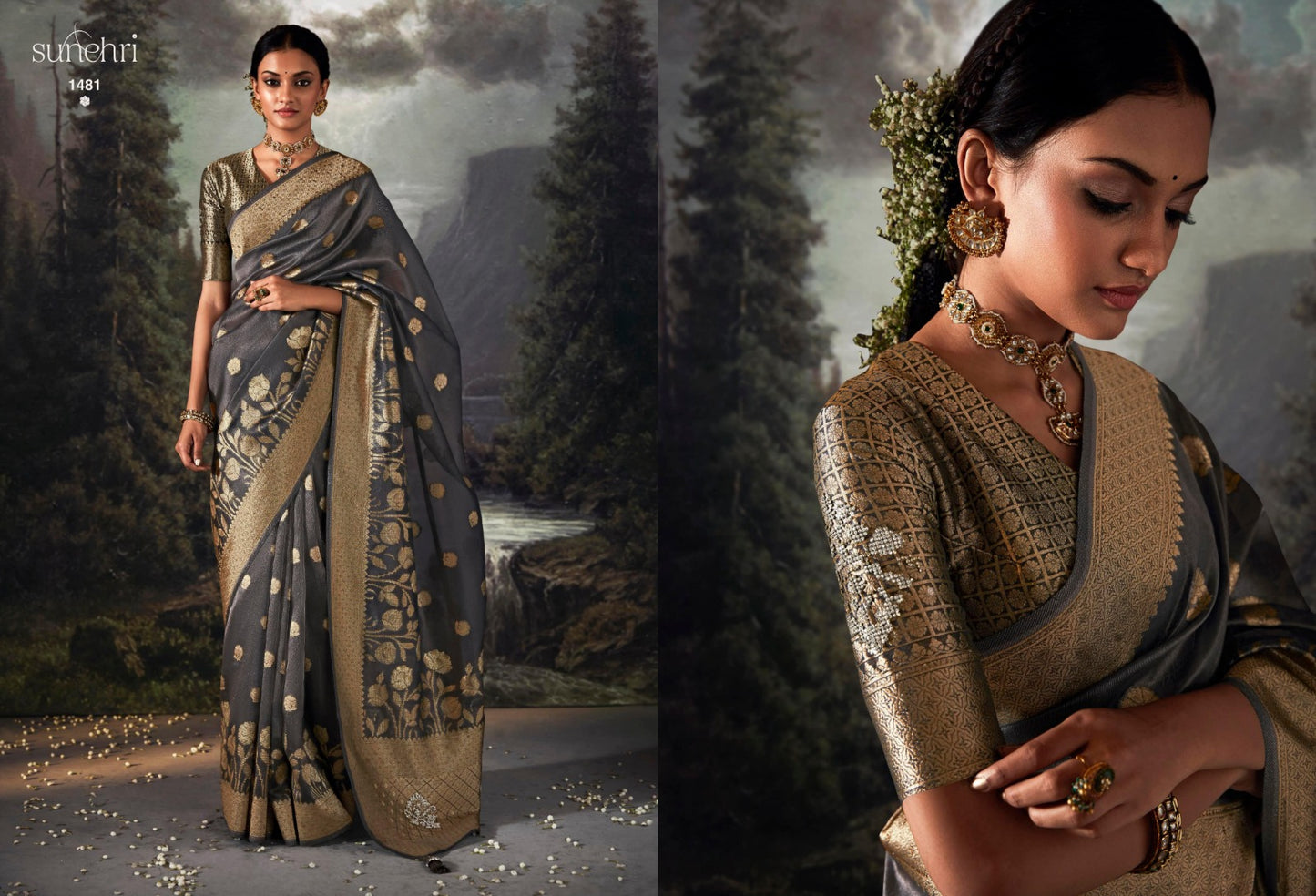 1481 Raat Rani Sunehri Sarees