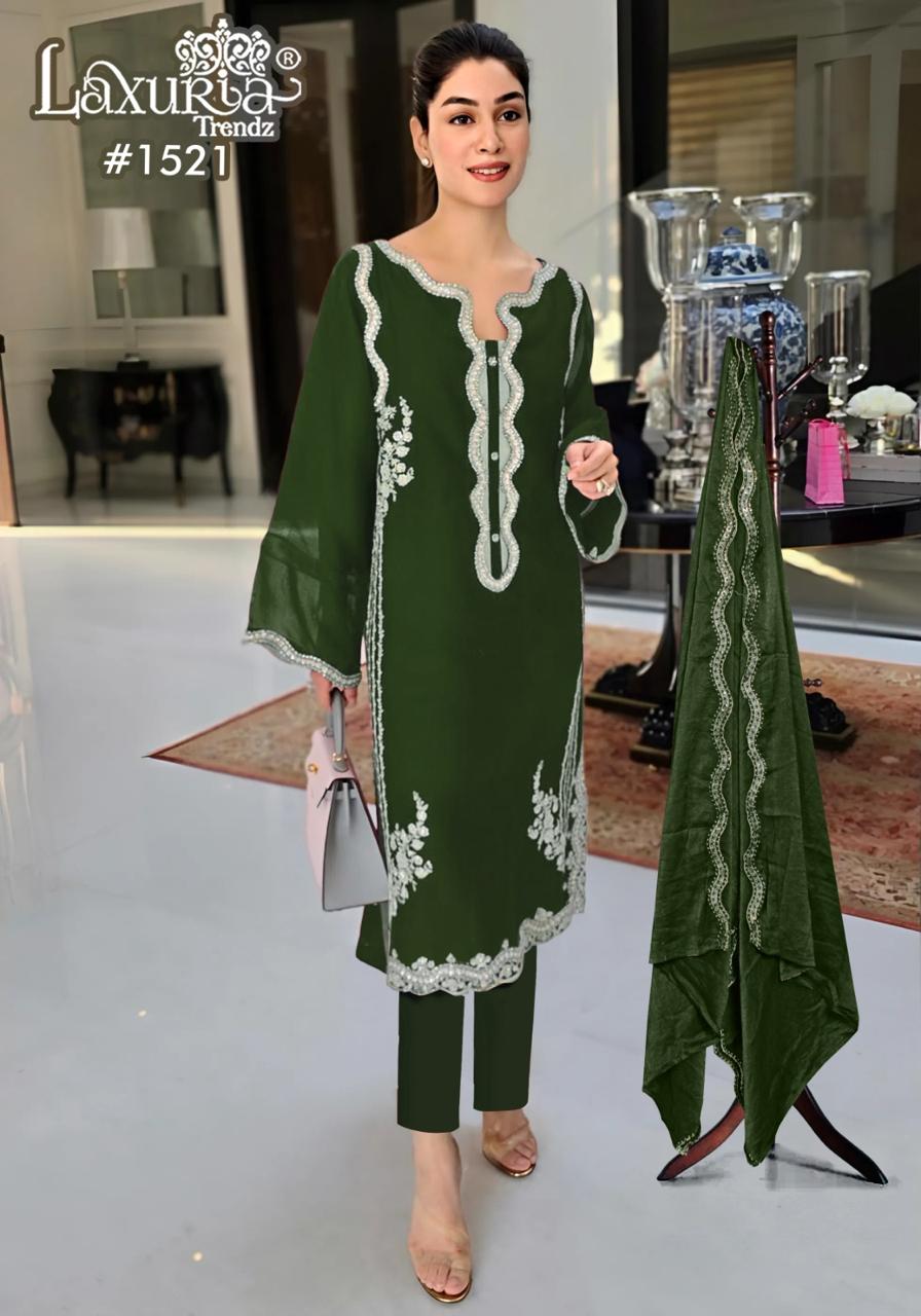 1521 Green Laxuria Trendz Satin Pakistani Readymade Suits