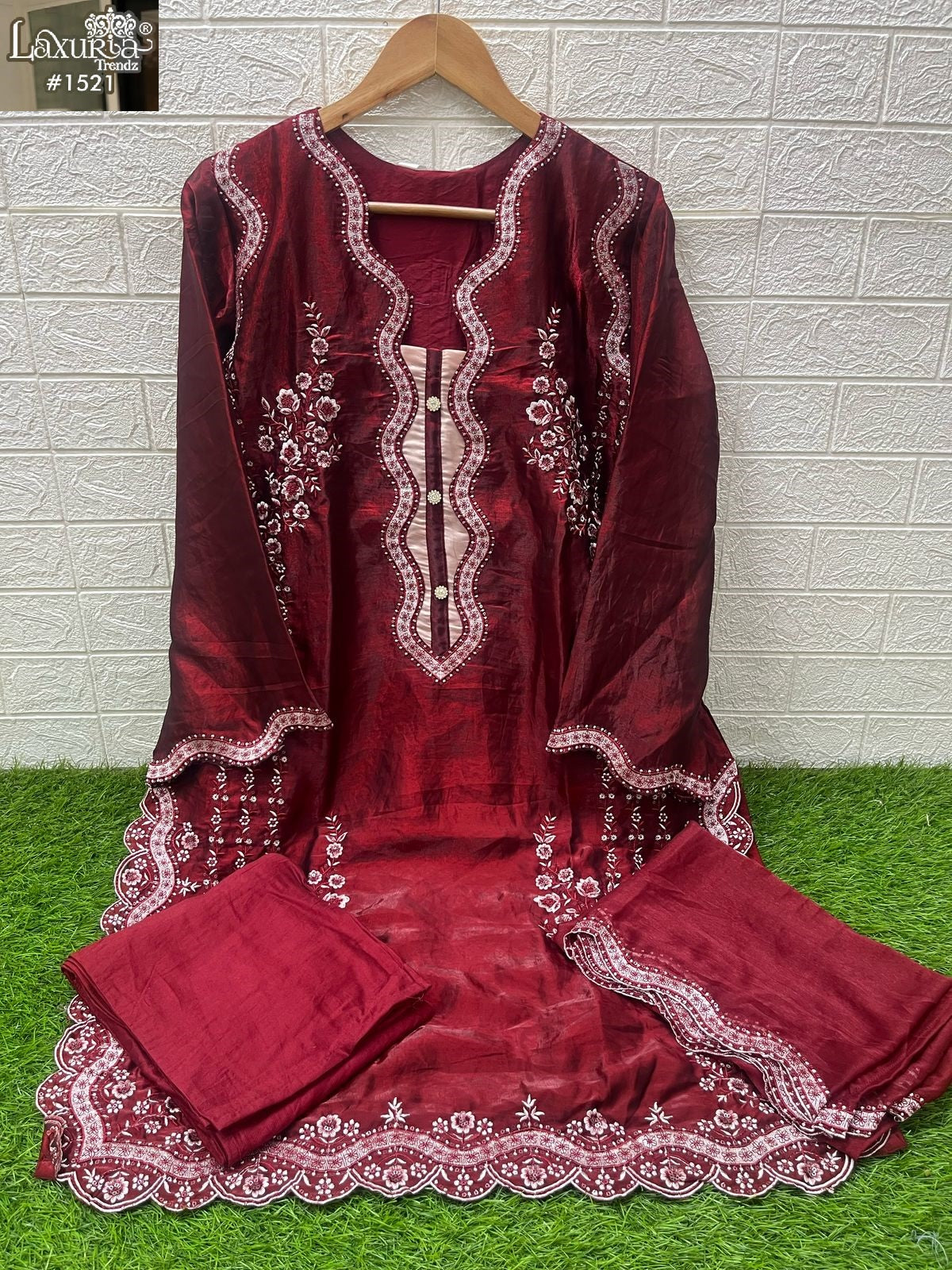 1521 Red Laxuria Trendz Satin Pakistani Readymade Suits