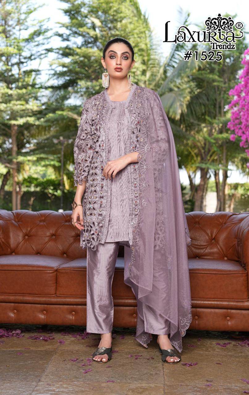1525 Lavender Laxuria Trendz Embroidery Pakistani Readymade Suits