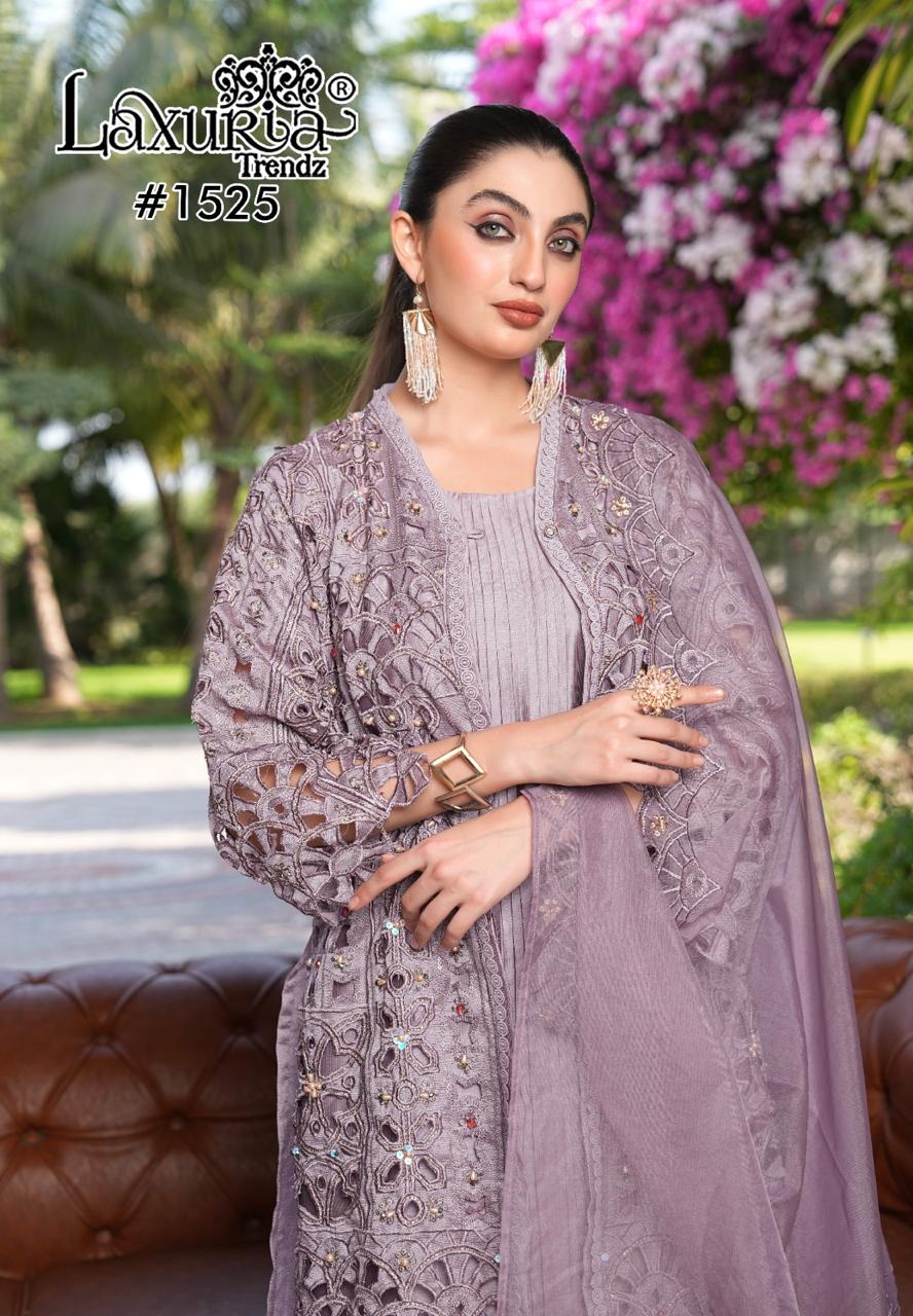 1525 Lavender Laxuria Trendz Embroidery Pakistani Readymade Suits
