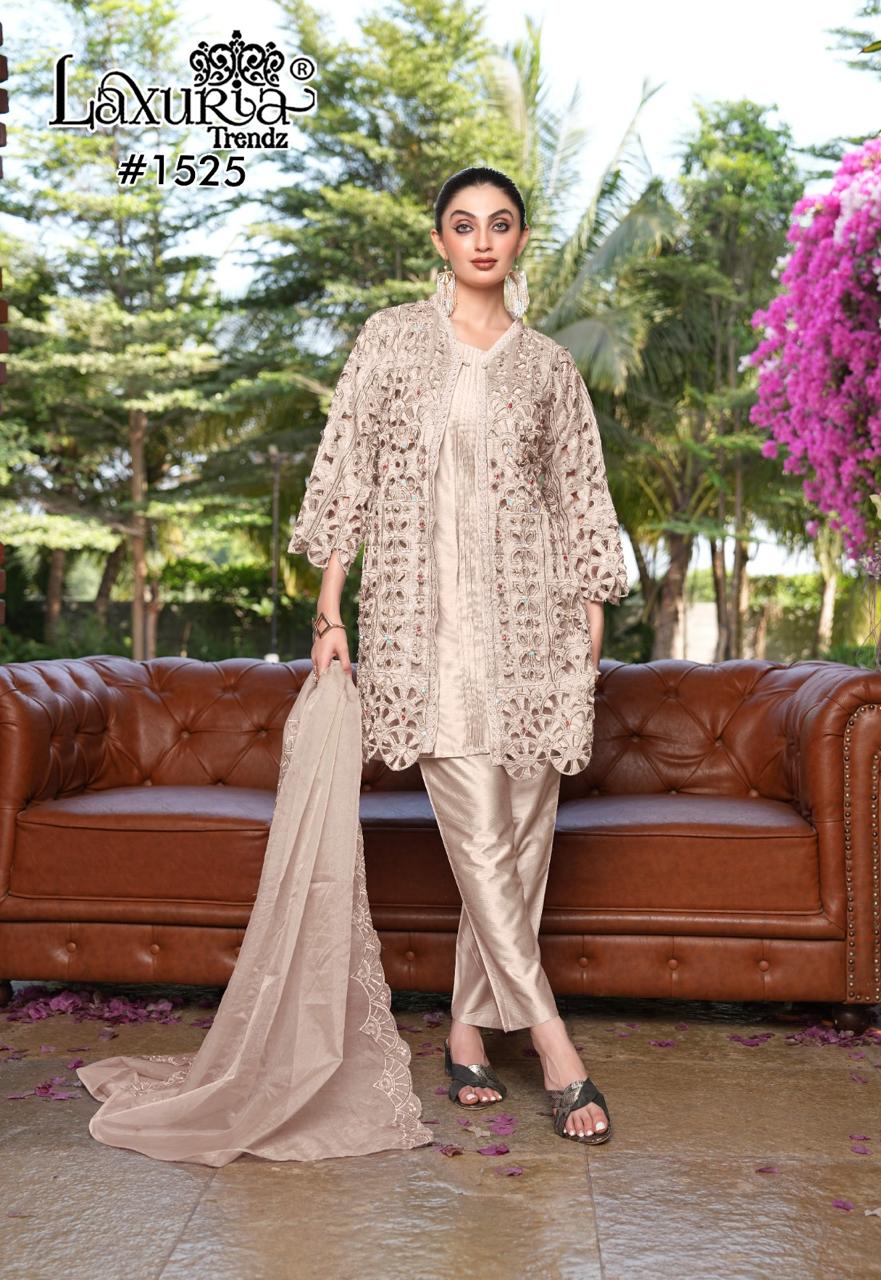 1525 Light Brown Laxuria Trendz Embroidery Pakistani Readymade Suits