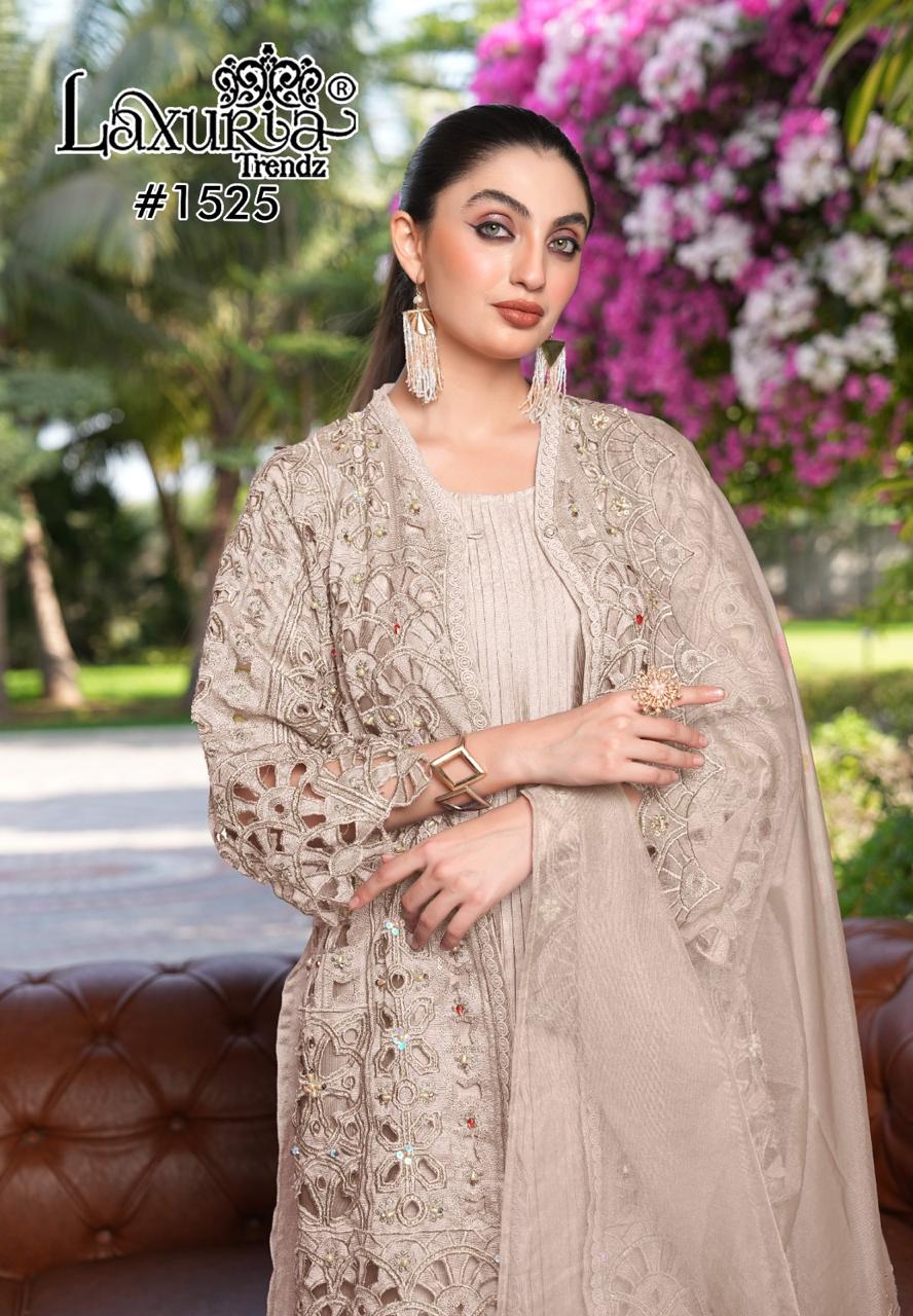 1525 Light Brown Laxuria Trendz Embroidery Pakistani Readymade Suits