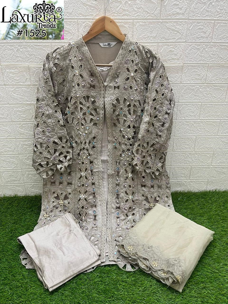 1525 Light Golden Laxuria Trendz Embroidery Pakistani Readymade Suits