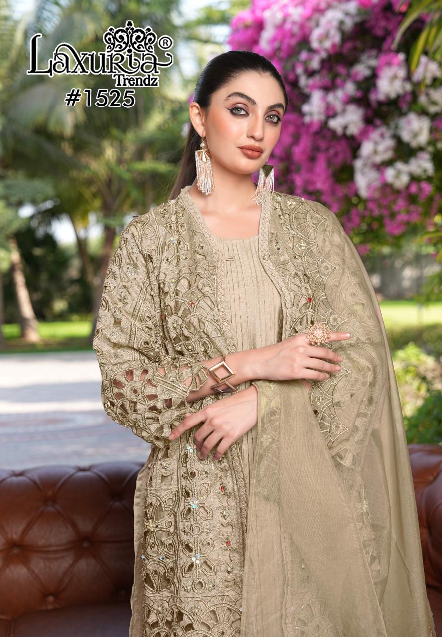 1525 Light Golden Laxuria Trendz Embroidery Pakistani Readymade Suits