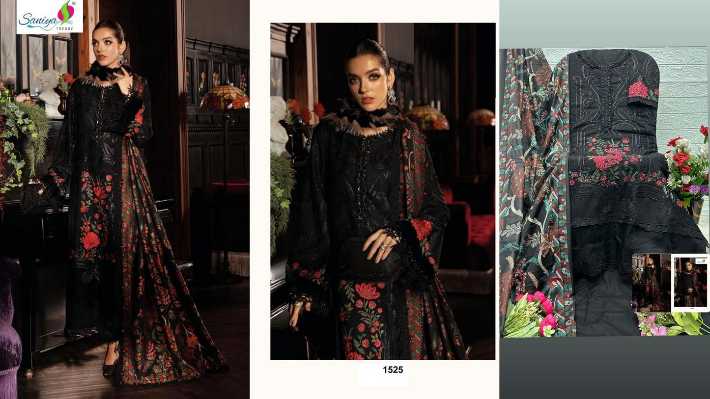 1525 Maria B Luxe-2 Saniya Trendz Pure Cotton Pakistani Salwar Suits