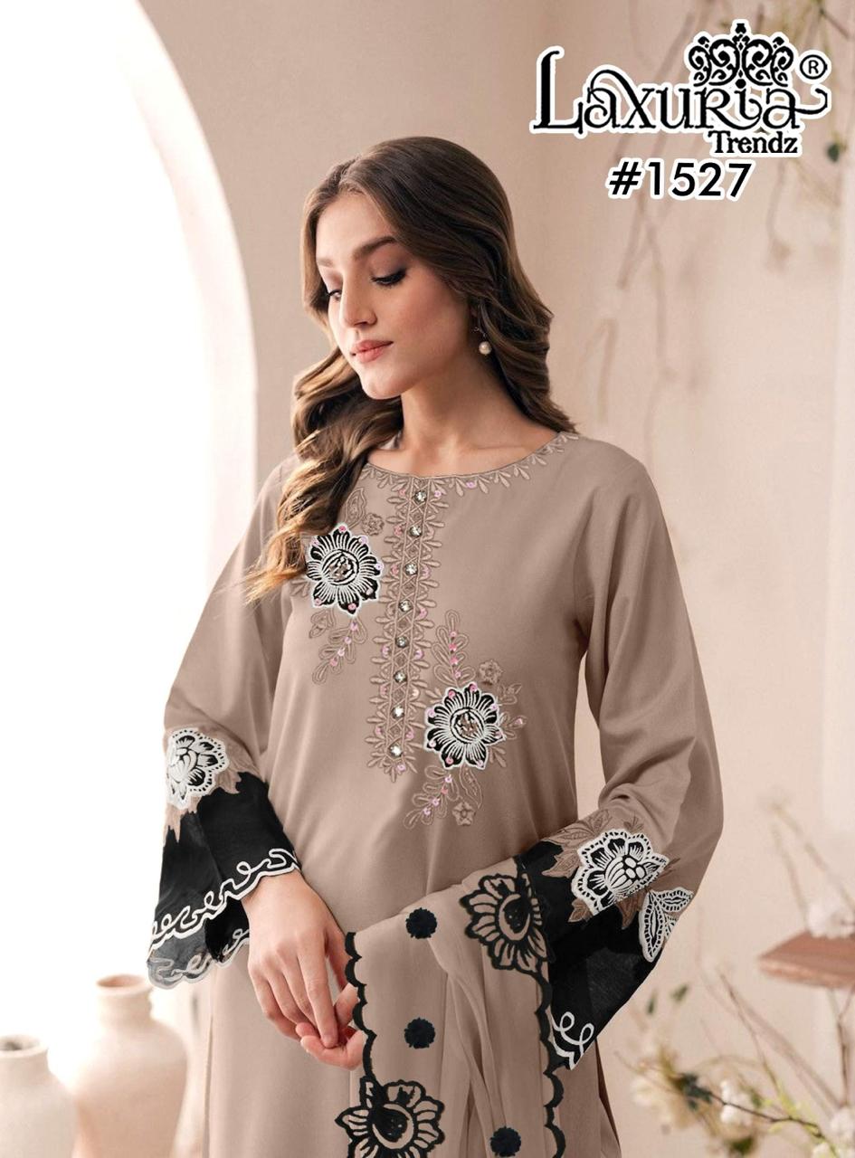 1527 Light Brown Laxuria Trendz Embroidery Pakistani Readymade Suits