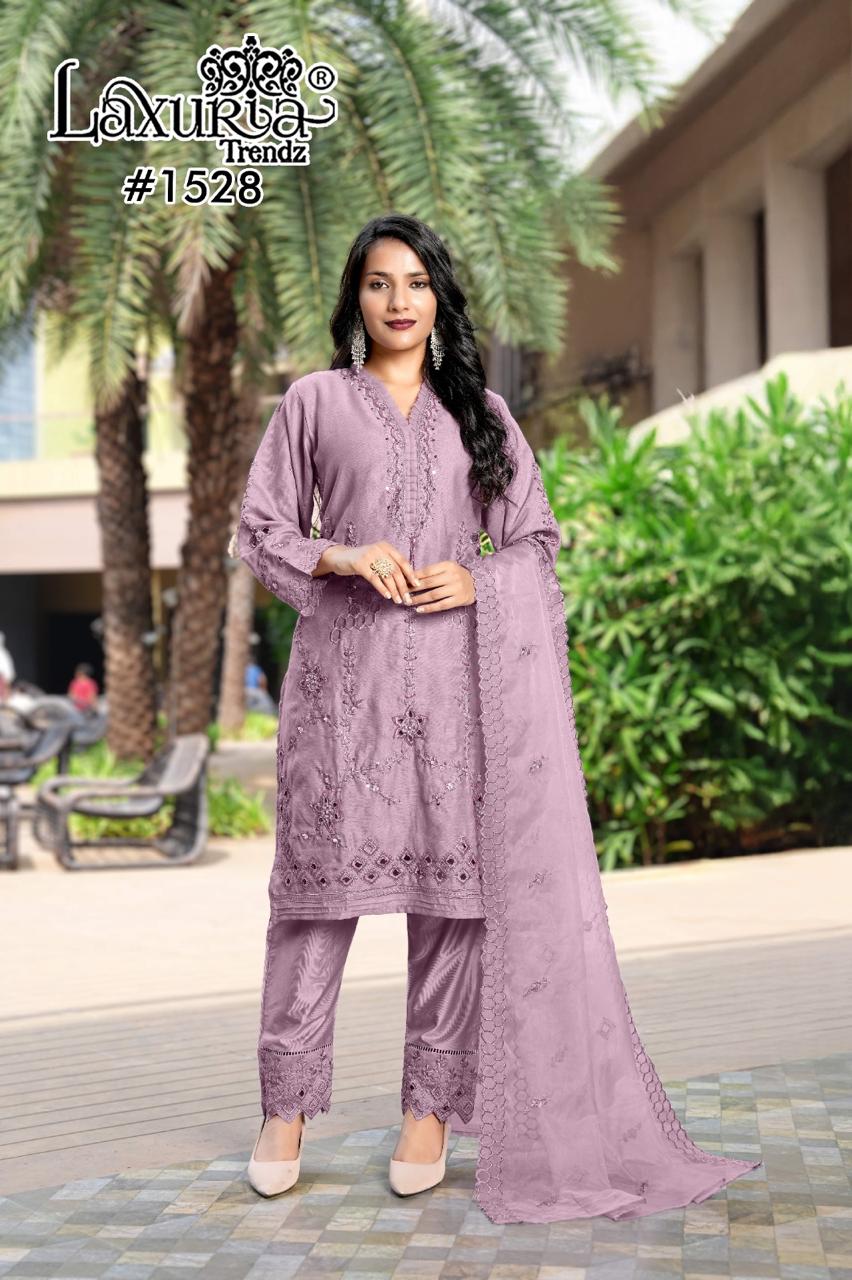 1528 Light Wine Laxuria Trendz Embroidery Pakistani Readymade Suits