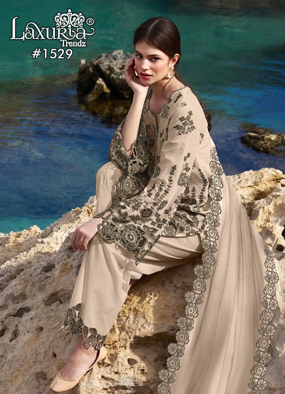 1529 Cream Laxuria Trendz Vichitra Pakistani Readymade Suits