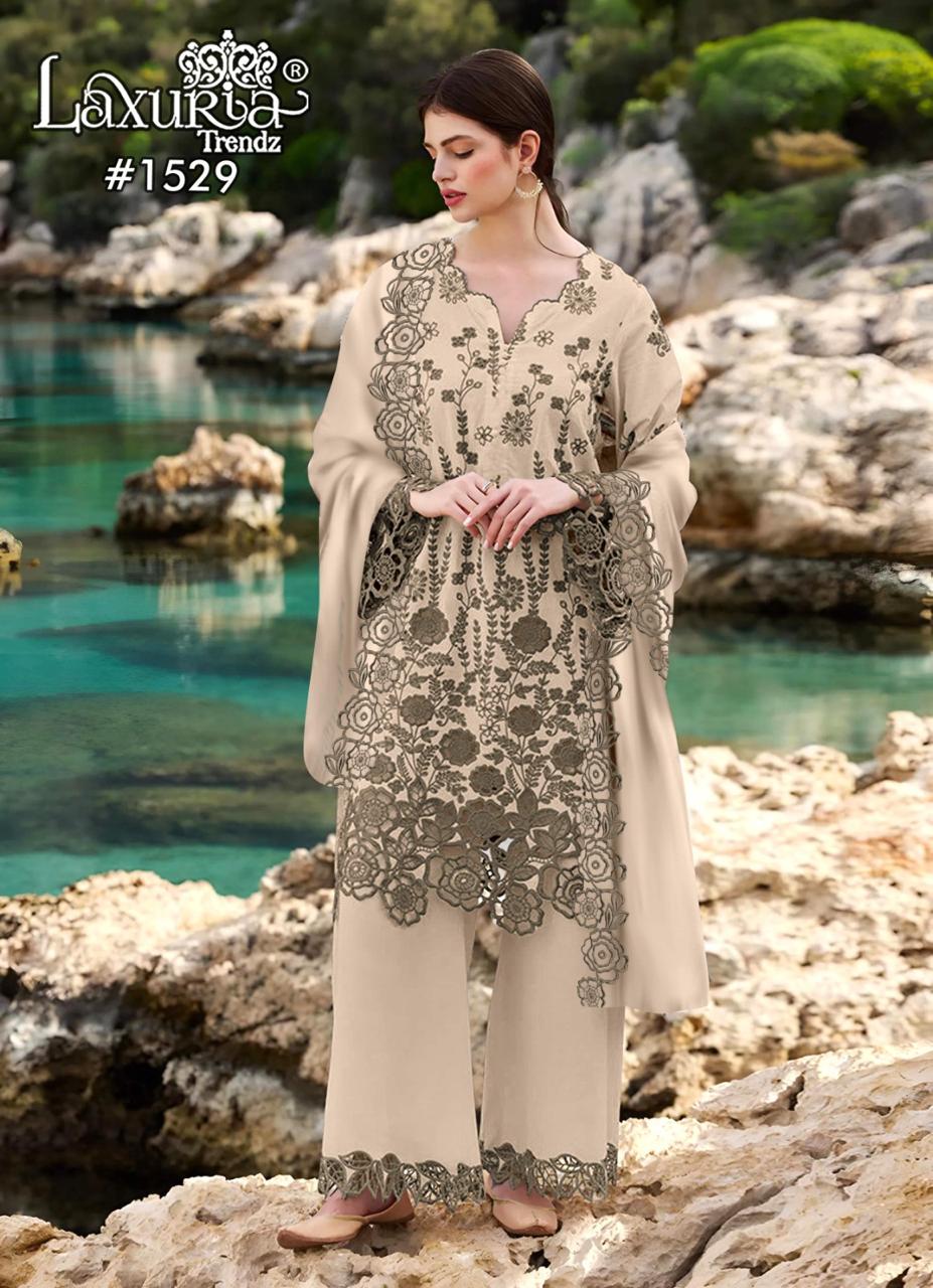 1529 Cream Laxuria Trendz Vichitra Pakistani Readymade Suits