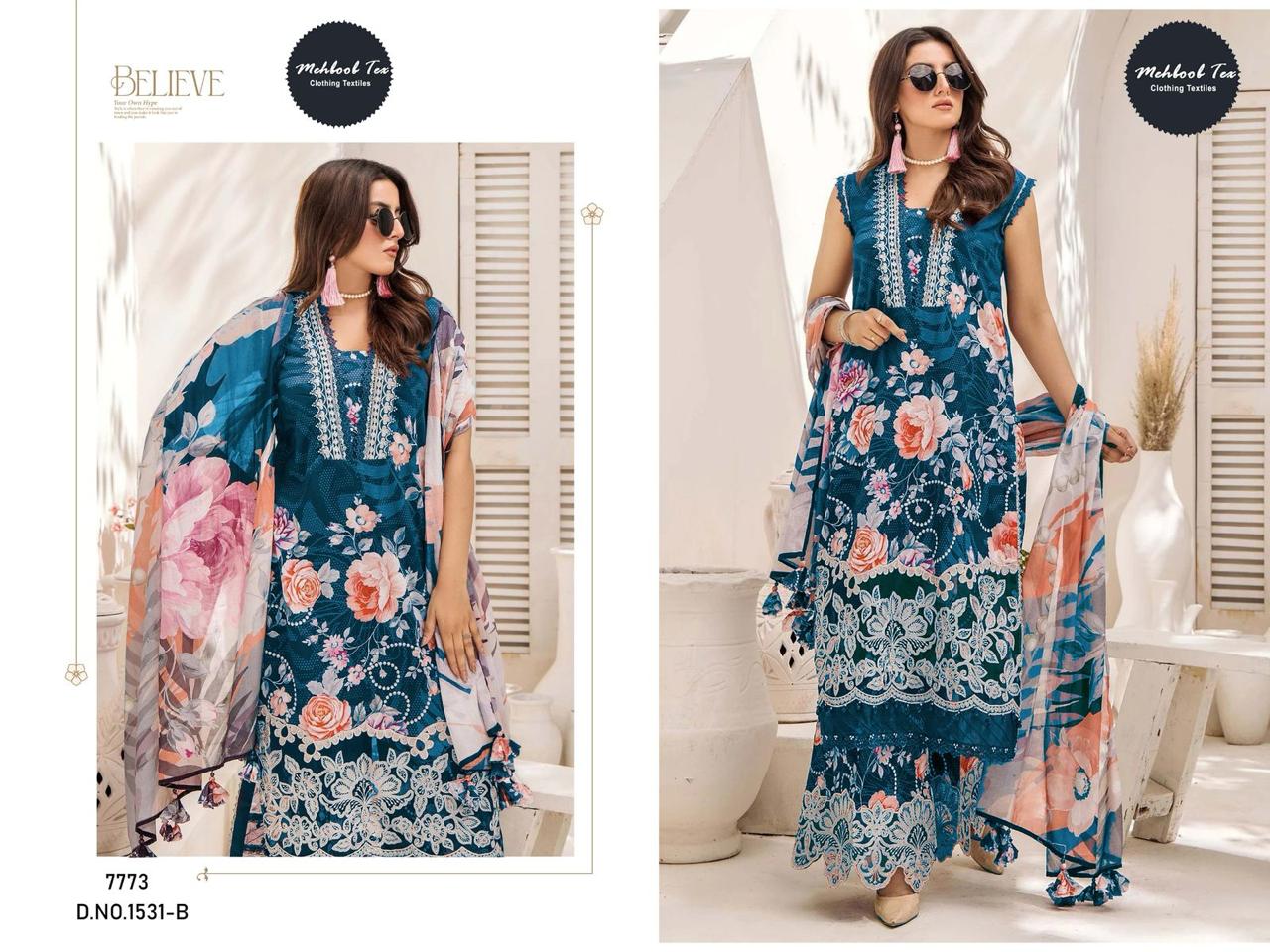 1531-B Mehboob Tex Printed Pakistani Patch Suits