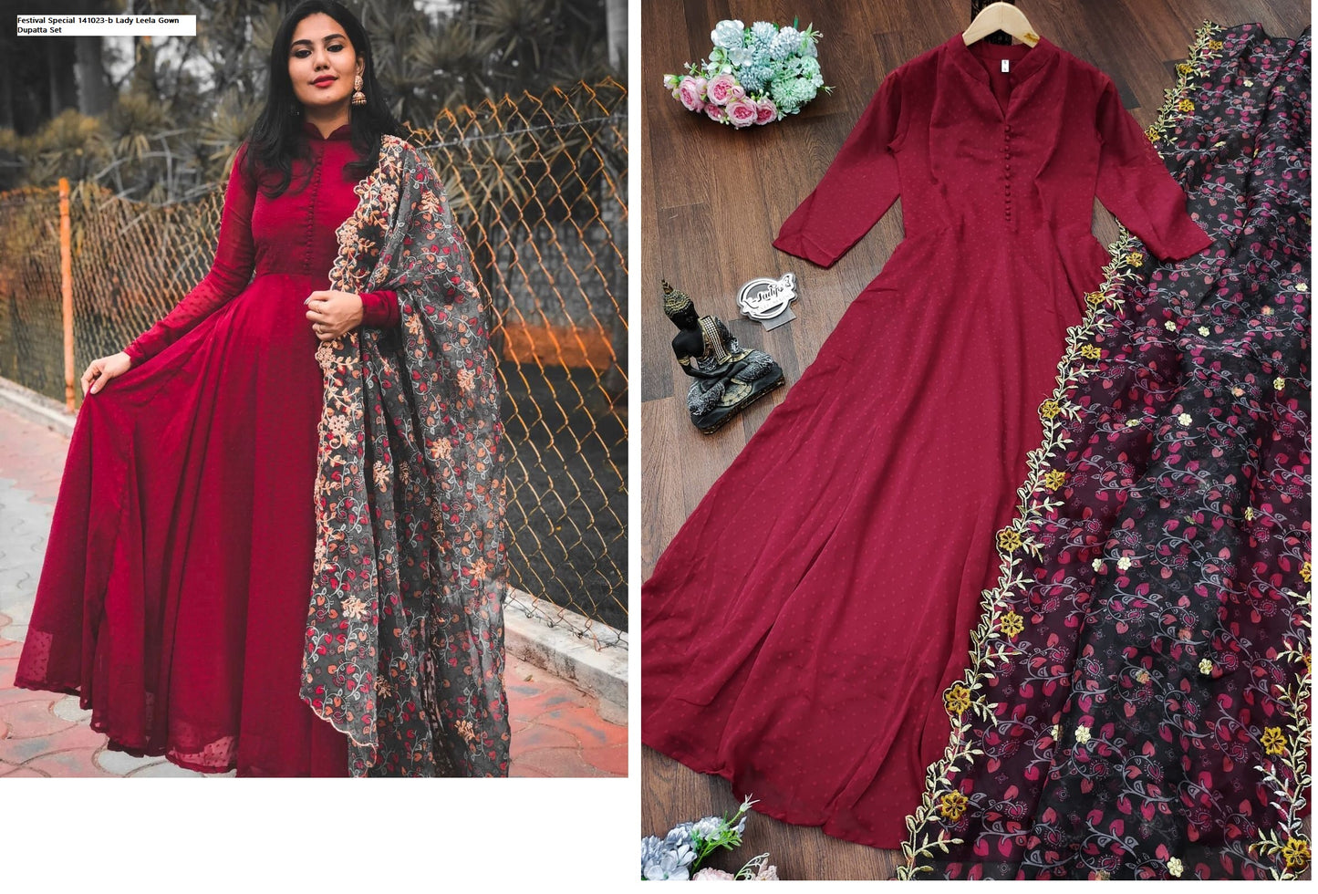 Festival Special 141023-B Lady Leela Gown Dupatta Set