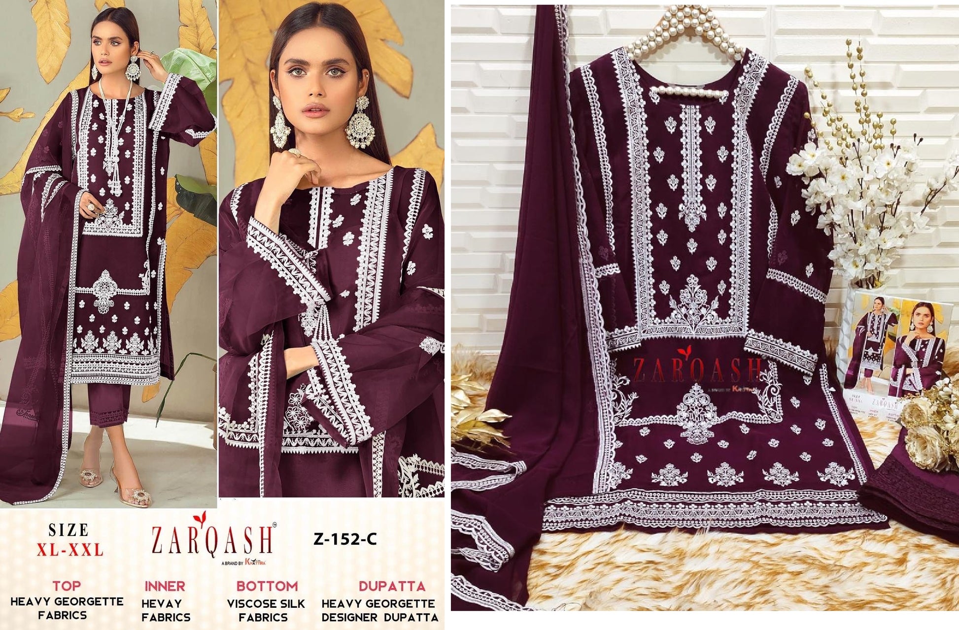 Z-152-C Zarqash Pakistani Readymade Suits