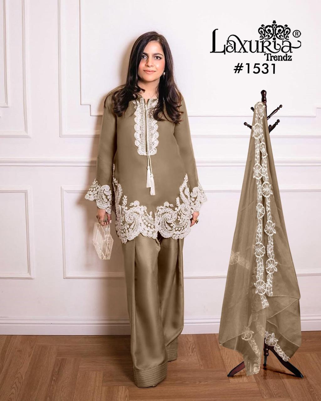 1531 Brown Laxuria Trendz Embroidery Pakistani Readymade Suits