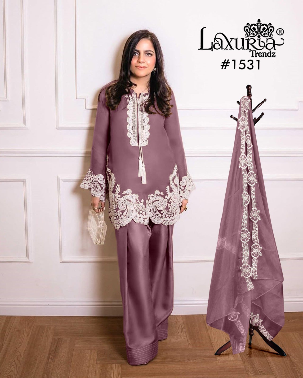 1531 Light Wine Laxuria Trendz Embroidery Pakistani Readymade Suits