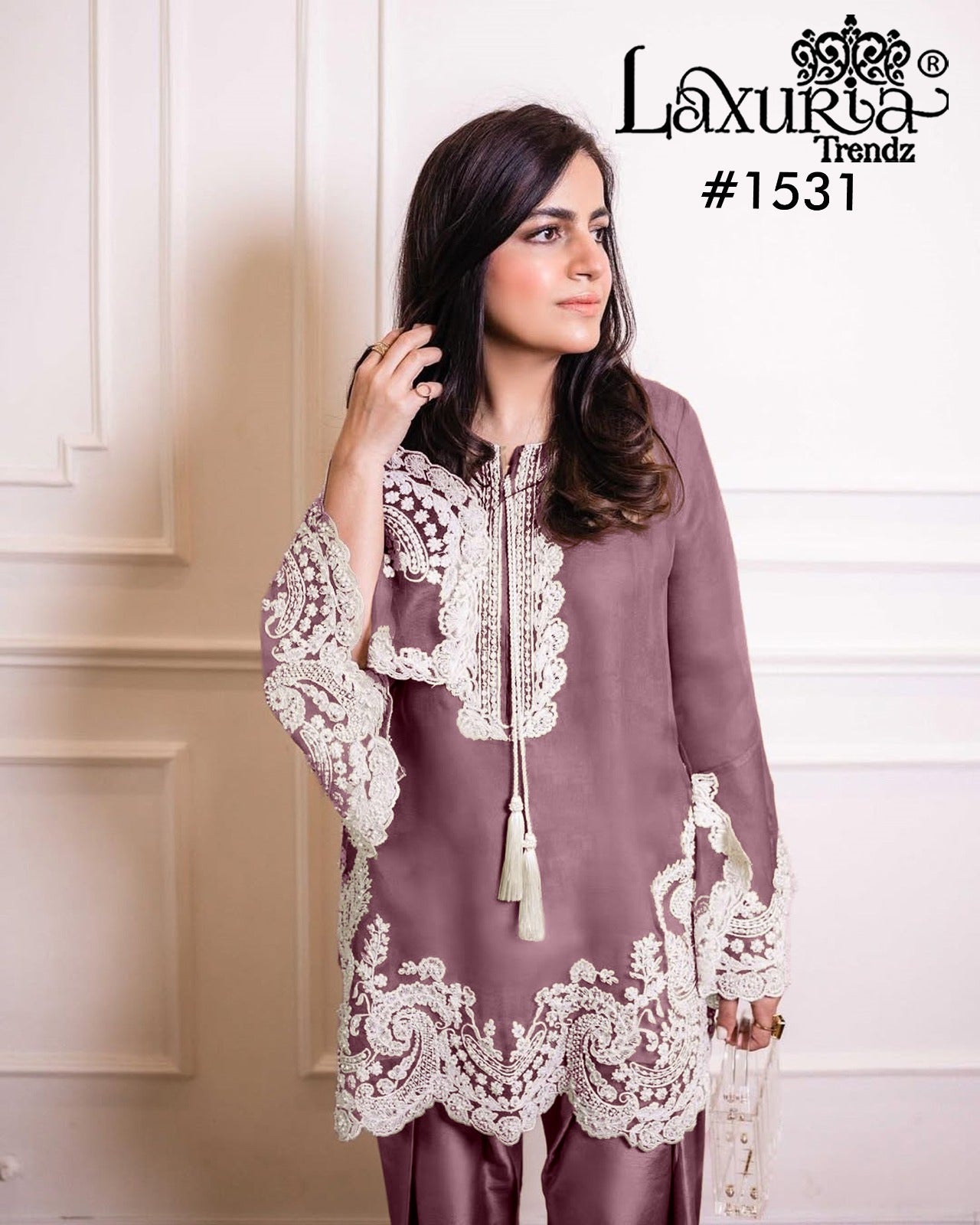 1531 Light Wine Laxuria Trendz Embroidery Pakistani Readymade Suits