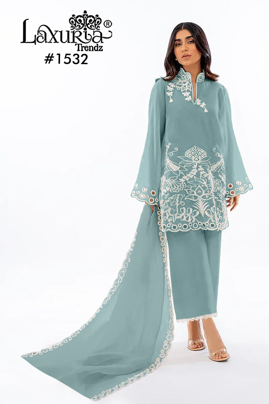 1532 Blue Laxuria Trendz Embroidery Pakistani Readymade Suits