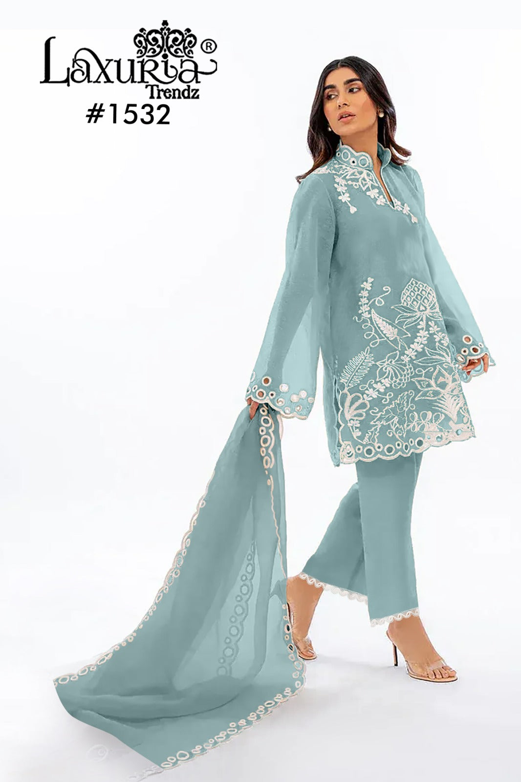 1532 Blue Laxuria Trendz Embroidery Pakistani Readymade Suits
