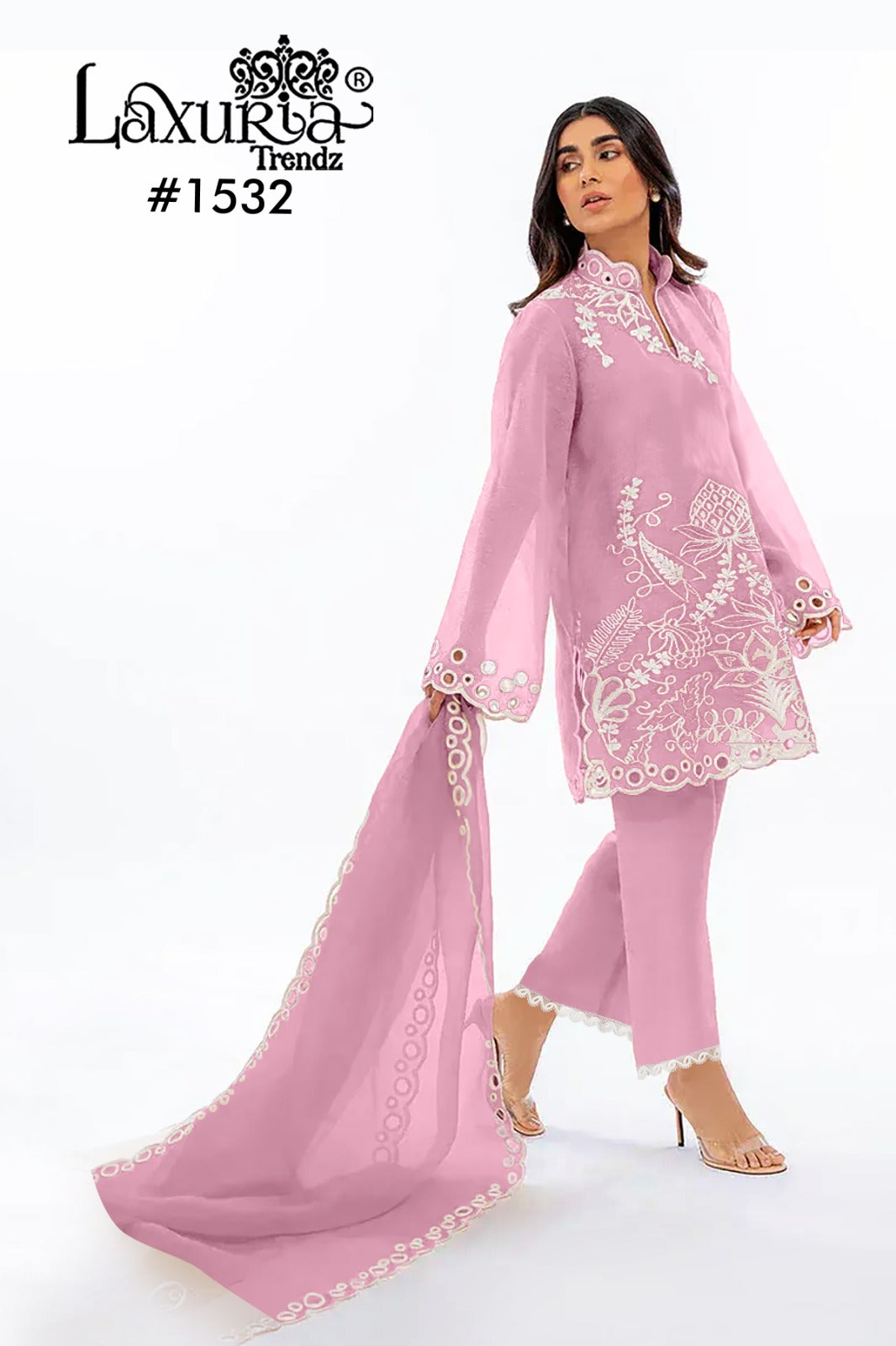 1532 Pink Laxuria Trendz Embroidery Pakistani Readymade Suits