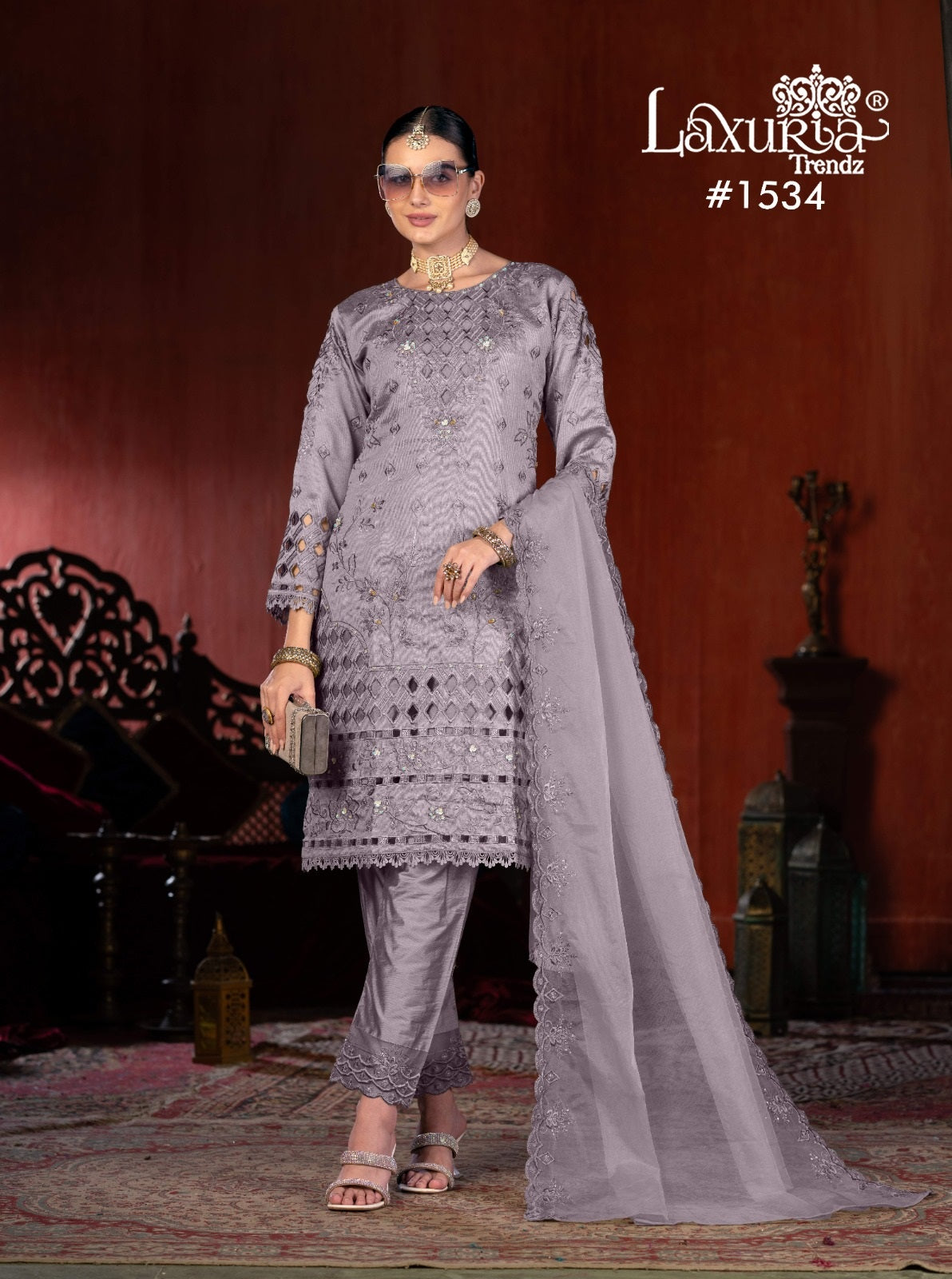 1534 Light Purple Laxuria Trendz Vichitra Pakistani Readymade Suits