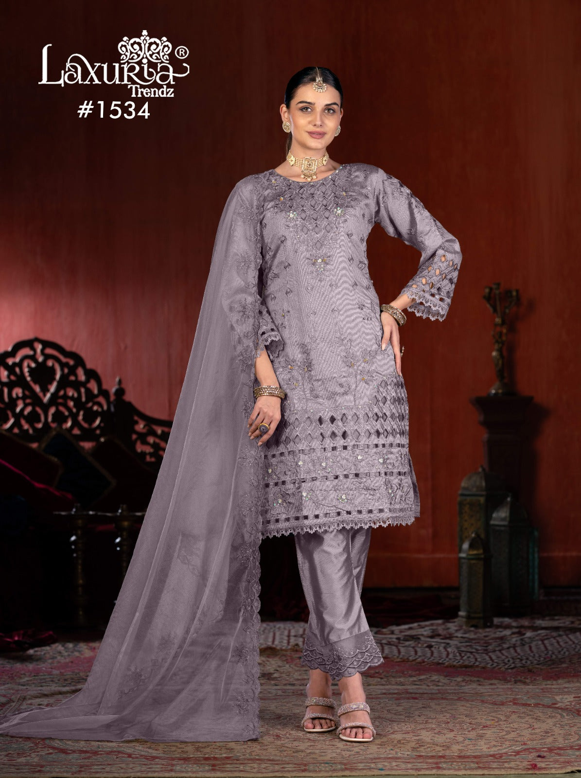 1534 Light Purple Laxuria Trendz Vichitra Pakistani Readymade Suits